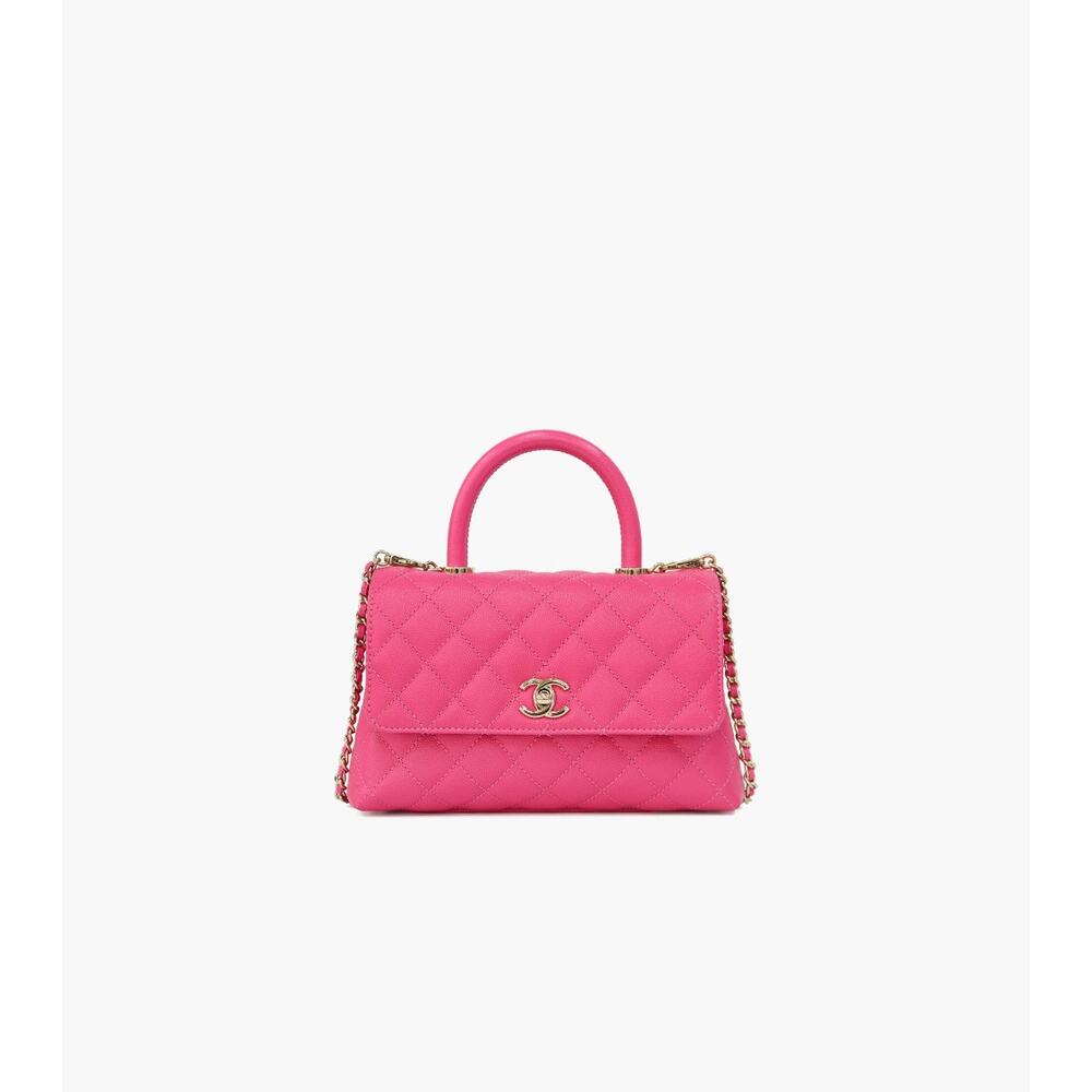 CHANEL Small Pink Caviar Skin Coco Handle Bag C-A20436